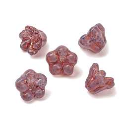 Old Rose Handmade Lampwork Bead Caps, Flower, Old Rose, 7x8.5x8.5mm, Hole: 1mm, about 240pcs/bag