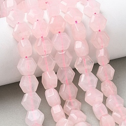 Quartz Rose Naturel a augmenté perles de quartz brins, hexagone, 10~10.5x11~11.5x6.5~7mm, Trou: 1mm, Environ 37~38 pcs/chapelet, 15.04~15.16'' (38.2~38.5 cm)