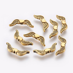 Античное Золото Сплавочные овальные бусины тибетского стиля , без кадмия и без свинца, крыло, античное золото , 20x7x3 мм