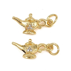 Настоящее золото 18K Латунные микро проложить кубического циркония подвески, чайник прелести, без кадмия и без свинца, стойки покрытие, долговечный, с целью перехода в кольце, реальный 18 k позолоченный, 8.5x17x5 мм, отверстие : 3.5 мм
