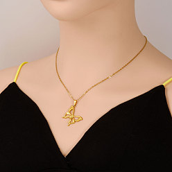 Настоящее золото 18K 304 Женские ожерелья с подвеской в виде бабочки из нержавеющей стали, реальный 18 k позолоченный, 17.72 дюйм (45 см)