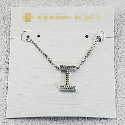 Letter I Латунные инициальные подвески-ожерелья для женщин, платина, Буква "i", 15.75 дюйм (40 см)