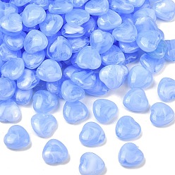 Васильковый Непрозрачные акриловые бусины, имитация драгоценных камней, сердце, два тона, васильковый, 15x15.5x6.5 мм, отверстие : 1.4 мм, Около 390~500 шт / 500 г