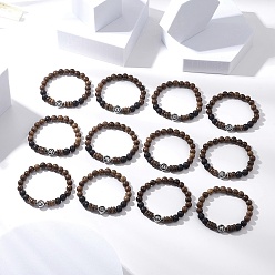 Верблюжий 12шт. 12 созвездия из дерева венге и натуральной лавы бусины эластичные браслеты, 304 плоские круглые браслеты из нержавеющей стали, с немагнитных синтетическими гематита бисера, верблюжие, внутренний диаметр: 2 дюйм (5.2 см)