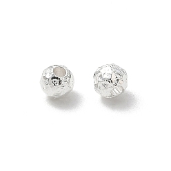 Silver 304 Stainless Steel Hammered Round Spacer Beads, Ion Plating(IP), Silver, 5mm, Hole: 2mm