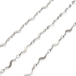 Нержавеющая Сталь Цвет 304 Цепи волнистые из нержавеющей стали, пайки, цвет нержавеющей стали, 15x3x2 мм