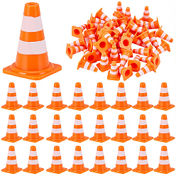 Orange 50Pcs ABS Display Roadblock Decorations, Micro Landscape Dollhouse Accessories, Pretending Prop Decorations, Orange, 16x16x24mm