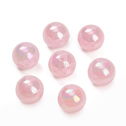 Pink Пластиковые шарики, круглые, с покрытием AB цвета, розовые, 12 мм, отверстие : 3 мм, Около 609 шт / 500 г