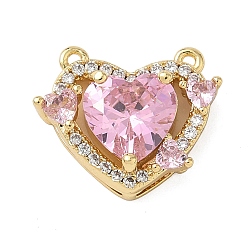 Настоящее золото 18K Кулон из циркония, сердце прелести, стойки покрытие, долговечный, без свинца и без кадмия, реальный 18 k позолоченный, 13.5x16.5x5.5 мм, отверстие : 1 мм