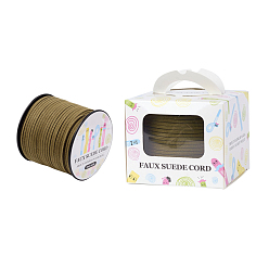 Светло-зеленый Коричневый Шнуры из искусственной замши, искусственная замшевая кружева, бумажная коробка упаковка, оливковый, 3.0x1.4 мм, о 98.43yards / рулон (90 м / рулон)