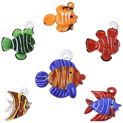 (52) Непрозрачная лаванда 6 шт 6 стили подвески лэмпворк ручной работы, тропических рыб, разноцветные, 28.5~45x24~50x11~18 мм, отверстие : 1.5~6 мм, 1 шт / стиль