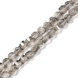 Светло-серый Гальванизируйте прозрачное стекло бисер нитей, гальваническое покрытие, плоско-круглые с розой , светло-серый, 6x4 мм, отверстие : 0.8 мм, около 110 шт / нитка, 25.98 дюйм (66 см)