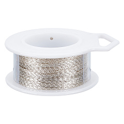 Серебро Плетеный голый медный провод, плоский, серебряные, 1.3x0.3 мм, около 26.25 футов (8 м) / рулон