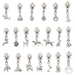 Platinum 20Pcs Alloy Replacement Zipper Sliders, with Alloy Pendants, Platinum, 41~50mm