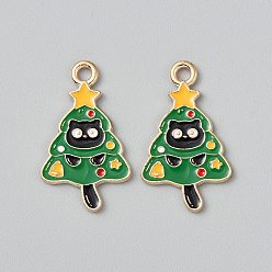 Рождественская елка Подвески из сплава и эмали с рождественской тематикой кошек, рождественская елка, 25x15x1 мм, отверстие : 2 мм