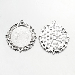 Античное Серебро Сеттинги для кулона (кабошон), овальные, тибетский стиль, без кадмия и без свинца, античное серебро, лоток : 40x30 мм, 61x48x3 мм, отверстие : 3 мм