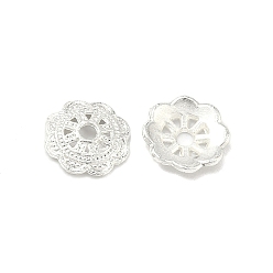 Серебро Сплав шарик крышки, долговечный, стойки покрытие, цветок, серебряные, 10.5x2 мм, отверстие : 1.8 мм