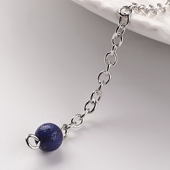 Lapis Lazuli Platinum Tone Brass Lapis Lazuli Cone Hexagonal Pointed Dowsing Pendulums, with Lobster Claw Clasps, 230x3mm