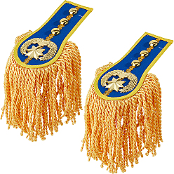 Синий Ткань с железными эполетами аксессуары костюма, кисточка, синие, 280x170x17.5 мм