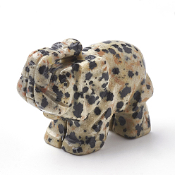 Далматинских Джаспер Украшения из натурального далматинского яшмы, слон, 36~42x15~20x25~30 мм
