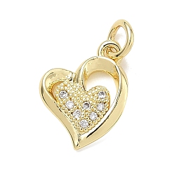 Golden Brass with Crystal Rhinestone Charms, Heart Charms, Golden, 13x11x2.5mm, Hole: 3mm