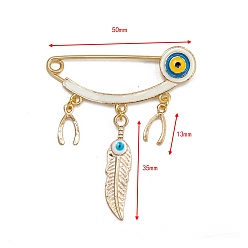 Перо Брошь-подвеска из сплава сглаза с эмалью, золотые, перо, 50 мм, Кулон : 13~35 мм