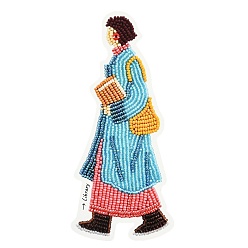 Разноцветный Наборы для изготовления броши «Миюки» из бисера «Идущая девочка», одакаке брошь, красочный, упаковка: 185x68x26 мм, 18 шт / комплект