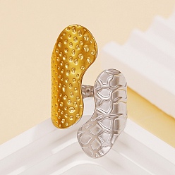 Nuggets 304 Stainless Steel Cuff Open Rings for Women, Golden & Stainless Steel Color, Nuggets, 36mm, Inner Diameter: 18mm