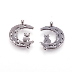 Черный Цвет Металла Сплавочные подвески тибетского стиля, без кадмия, без никеля и без свинца, луна, металлический черный , 22x18x2 мм, отверстие : 2 мм