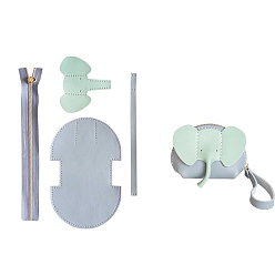 Небесно-голубой Набор для кошелька-молнии в виде слона своими руками, включая материалы для сумок из коровьей кожи, голубой, 100x70 мм