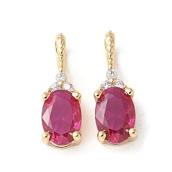 Средний Фиолетово-красный Латунные микро проложить кубического циркония подвески, овальные амулеты, без кадмия и без свинца, долговечный, стойки покрытие, средне фиолетовый красный, 15x5x4 мм, отверстие : 3x2 мм