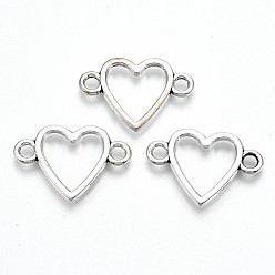 Античное Серебро Соединитель звеньев сплава тибетского стиля, без свинца и без кадмия, сердце, античное серебро, 16x23x1.5 мм, отверстие : 2.5 мм, Около 520 шт / 500 г