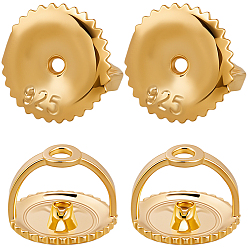 Настоящее золото 18K 4шт. 925 гайки для ушей из стерлингового серебра, реальный 18 k позолоченный, 6x4.5 мм, отверстие : 0.7~1 мм