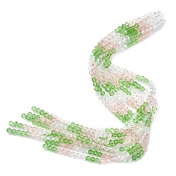 Светло-зеленый Прозрачный градиент цвета стеклянные бусины пряди, двухконусные, граненые, светло-зеленый, 6x5 мм, отверстие : 1 мм, около 63 шт / нитка, 13.15'' (33.4 см)