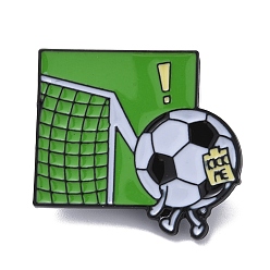 Square Black Alloy Brooches, Football Enamel Pins, for Backpack Clothe, Square, 26x28x1.5mm