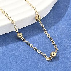 Настоящее золото 18K Ожерелье из латунных спутниковых цепей для женщин, без кадмия и без свинца, реальный 18 k позолоченный, 44.2~45.5 см