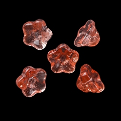 Коралловый Прозрачные стеклянные бусины для выпечки, петуния, коралл, 9x9x6 мм, отверстие : 1.4 мм