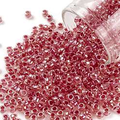 (1845) Red Rose Lined Crystal Rainbow Toho runde Rocailles, japanische Rocailles, (1845) mit roter Rose ausgekleideter Kristallregenbogen, 8/0, 3 mm, Bohrung: 1 mm, über 222pcs / Flasche, 10 g / Flasche