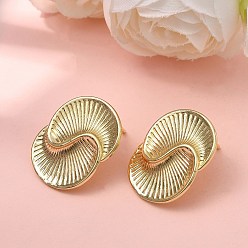 Настоящее золото 18K Изогнутые латунные серьги-гвоздики, долговечный, стойки покрытие, без свинца и без кадмия, реальный 18 k позолоченный, 22x17.5 мм