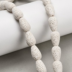 Белый Бусы из натуральной лавы, окрашенные, слеза, белые, 16~16.5x10 мм, отверстие : 1 мм, около 25 шт / нитка, 16.14'' (41 см)