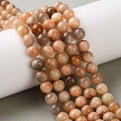 Солнечный Камень Натуральный Sunstone бисер пряди, круглые, 7.8~8.8 мм, отверстие : 0.8 мм, около 52~57 шт / нитка, 15.08~15.55 дюйм (38.3~39.5 см)