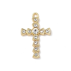 Золотой Подвески из сплава и страза, крест прелести, без свинца и без кадмия, стойки покрытие, золотые, 28x18.5x3.5 мм, отверстие : 1.6 мм