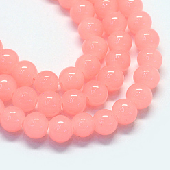 Light Coral Baking Painted Imitation Jade Glass Round Bead Strands, Light Coral, 10~10.5mm, Hole: 1.5mm, about 85pcs/strand, 31.4 inch