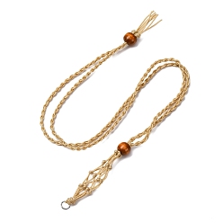 Цвет Древесины Изготовление ожерелья с подвеской в виде мешочка из нейлона в технике макраме, с деревянными шариками, деревесиные, 17.01 дюйм (43.2 см)