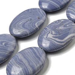Blue Lace Agate Synthetic Blue Lace Agate Beads Strands, Flat Oval, 24.5~25x18x5.5~6mm, Hole: 0.8mm, about 16pcs/strand, 15.83''(40.2cm)