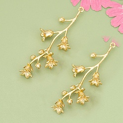Настоящее золото 18K Подвески из латуни с объемными цветами, без кадмия, без никеля и без свинца, реальный 18 k позолоченный, 51.5x18x7.5 мм, отверстие : 1.8 мм