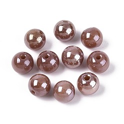 Верблюжий Гальванизированные круглые стеклянные бусины нити, гальваническое покрытие, верблюжие, 8 мм, отверстие : 1.4~1.8 мм, о: 2500 шт / 1000 г