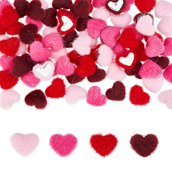 (52) Непрозрачная лаванда 80шт. 4 цветов, кабошоны из полиэстера, имитирующие конский волос, сердце, с алюминиевой фурнитурой, разноцветные, 14x17.5x6 мм, 20 шт / цвет