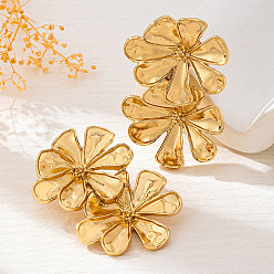 Золотой Серьги-гвоздики из цинкового сплава ко Дню святого Валентина, преувеличенный цветок, золотые, 53x35 мм