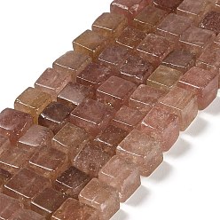 Strawberry Quartz Natural Strawberry Quartz Beads Strands, Cube, 8~9x8~9x8~9mm, Hole: 1.2mm, about 38~39pcs/strand, 15.08~15.35 inch(38.3~39cm)